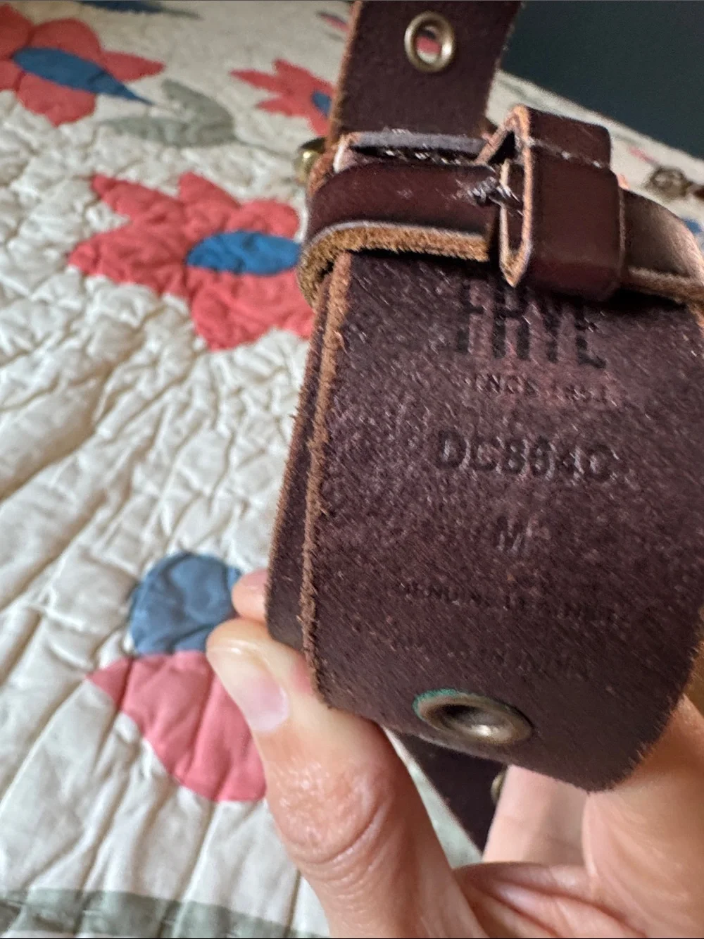 Frye leather brass grommet belt M Medium